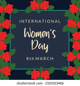 8 March. International happy women's day with flowers