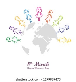 8 march international womans day colorful vector illustartion EPS10