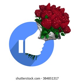 8 of March International Woman's Day Illustration. Vector
Like button with a red roses bouquet