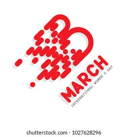 8 March International Women Day Greeting Card Flat line design Vector Illustration.