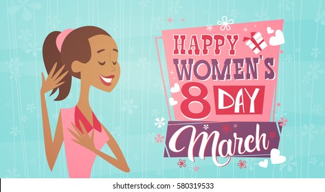 8 March International Women Day Greeting Card Retro Poster Vector Illustration