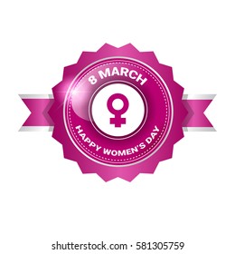 8 March International Women Day Greeting Card Icon Flat Vector Illustration