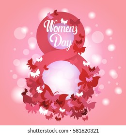 8 March International Women Day Greeting Card Flat Vector Illustration