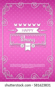 8 March International Women Day Greeting Card Flat Vector Illustration