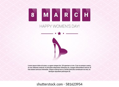 8 March International Women Day Greeting Card Flat Vector Illustration