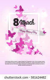 8 March International Women Day Greeting Card Flat Vector Illustration