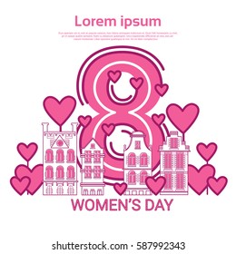 8 March International Women Day Greeting Card Vector Illustration