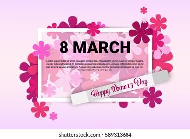 8 March International Women Day Greeting Card Flat Vector Illustration