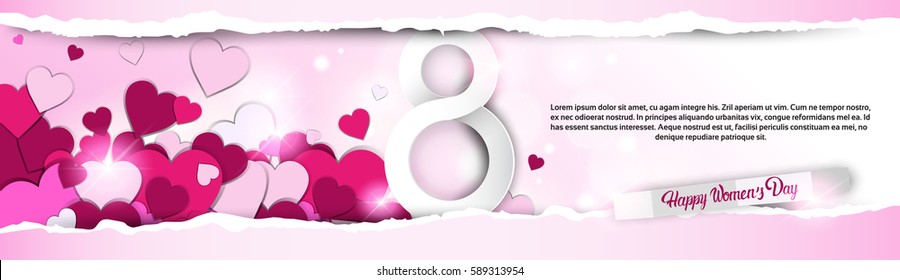 8 March International Women Day Greeting Card Flat Vector Illustration