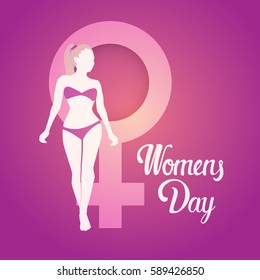 8 March International Women Day Greeting Card Flat Vector Illustration