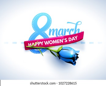 8 March. International Women's Day. Happy Mother's Day. Flower And Ribbon With Text Design. Vector Illustration.