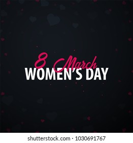 8 March International Women's Day greeting card with heards. Vector illustration