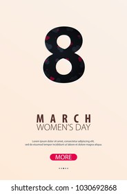8 March International Women's Day greeting card with heards. Vector illustration.