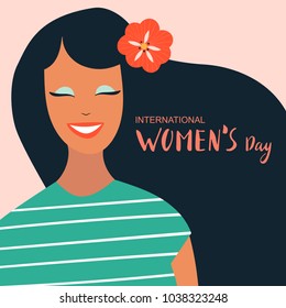 8 march, International Women's Day. Vector template with lettering design. Vector illustration.