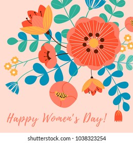 8 march, International Women's Day. Vector template with lettering design. Vector illustration.