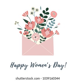 8 march, International Women's Day. Vector template with lettering design. Vector illustration.