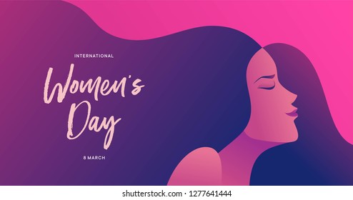 8 march international women's day vector illustration concept, woman head illustration from side view happy women's day, can use for, landing page, template, ui, web, mobile app, poster, banner, flyer