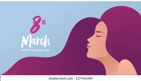 8 march international women's day vector illustration concept, woman head illustration from side view happy women's day, can use for, landing page, template, ui, web, mobile app, poster, banner, flyer