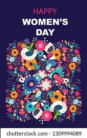 8 march, International Women's Day. Vector design for greeting card