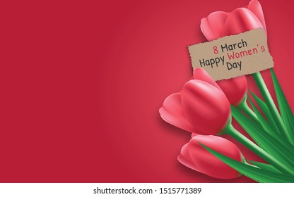 8 march international women's day background with flowers. Vector illustration