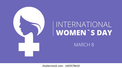 8 March. International women`s day. Feminism logo with women head. Vector