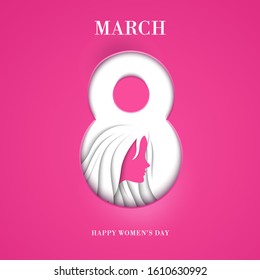 8 March international Women's day 3d cutout background illustration vector