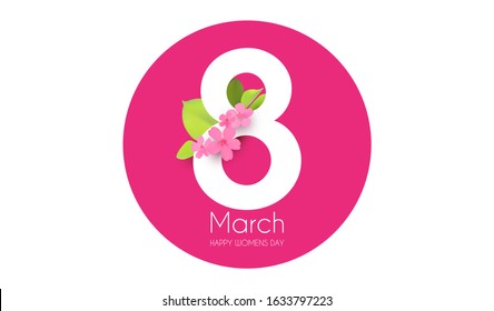 8 march, international women's day poster template with flowers. Spring design.