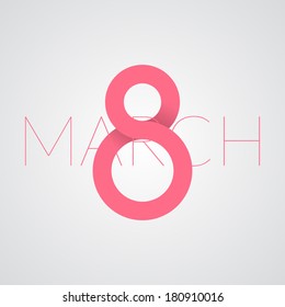 8 march. International women's day. Flat design. Eight symbol. Minimal and clean. Easy to edit.