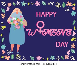 8 march, International Women's Day. Feminism concept template design
