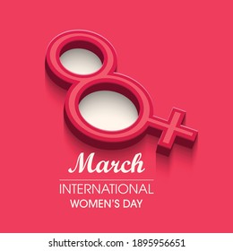 8 March. International Women's Day. Woman sign. Happy Mother's Day. Number 8 with text on background. Vector Illustration.