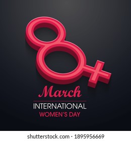 8 March. International Women's Day. Woman sign. Happy Mother's Day. Number 8 with text on background. Vector Illustration.