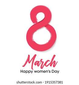 8 March. International Women's Day. Number 8 with text on background. Vector Illustration.