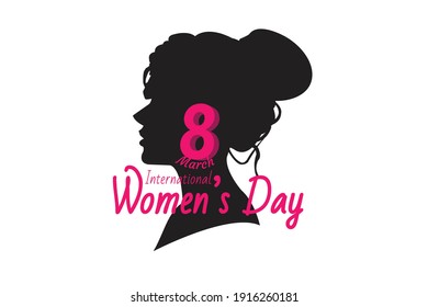8 march international women's day vector illustration concept, woman head with earring icon design, can use for, landing page, template, poster, banner, flyer