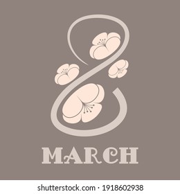 8 march international women's day greeting card. Vector illustration