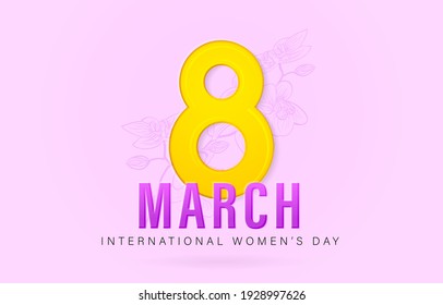 8 March International women's day with isolated purple backgrounds. applicable for poster, banner and anything