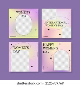 8 March. International Women's Day Banner. Editable Post Template Set For Banner Sale, Presentation, Invitation, Stories, Streaming. Screen Backdrop For Mobile App. Social Media Story Mockup.