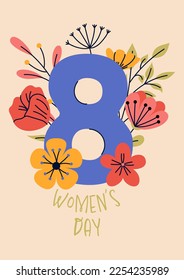 8 march, International Women's Day. Greeting card or postcard templates for card, poster, flyer. Girl power, feminism, sisterhood concept.