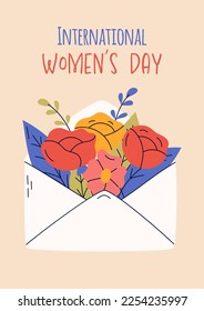 8 march, International Women's Day. Greeting card or postcard templates for card, poster, flyer. Girl power, feminism, sisterhood concept.
