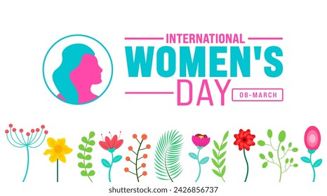 8 March is International Women's Day flower background. use to background, banner, placard, card, and poster design template. vector illustration.