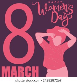 8 March International Women's Day Vector Illustration Concept. Rose Girl Face. Woman Head Illustration, Happy Women's Day. Template for UI, Web, Banner, or Greeting Card.