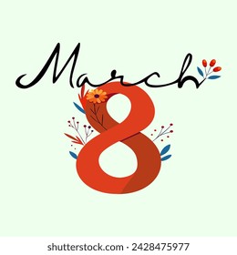 8 March International Women's Day Greeting Card Vector Illustration