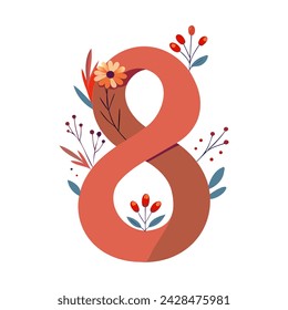 8 March International Women's Day Greeting Card Vector Illustration