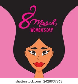 8 march international women's day vector illustration concept, woman head illustration In front view happy women's day, can use for, landing page, template, ui, web, mobile app, poster, banner, flyer,