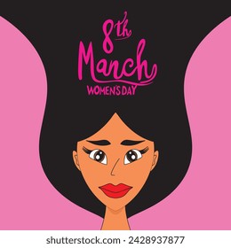 8 march international women's day vector illustration concept, woman head illustration In front view happy women's day, can use for, landing page, template, ui, web, mobile app, poster, banner, flyer,