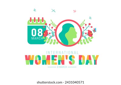 8 March is International Women's Day background with flower design. use to background, banner, placard, card, and poster design template. vector illustration.
