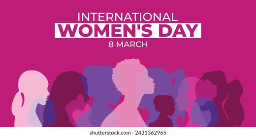 8 March International Women's Day. Woman of different nationalities. Struggle for freedom, equality and independence concept. Female diverse faces. vector illustration design