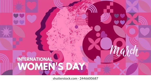 8 March. International Women's Day, vector illustration, card, banner,	