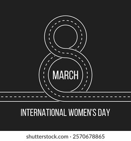 8 march international women's day, vector greetings card or social media post template