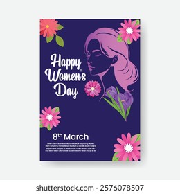 8 march international women's day editable print flyer or poster template with women's day celebration greeting invitation card illustration background, women's day print flyer or poster design