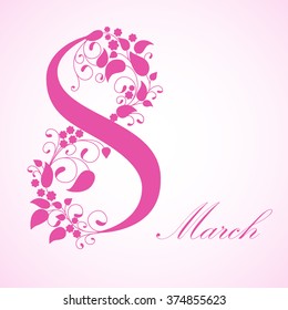 8 March, International Women's Day, greeting card. Vector illustration. 